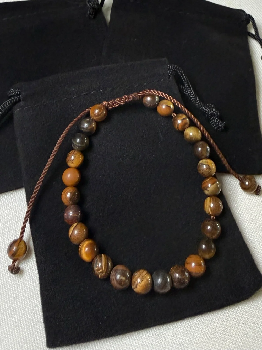 Tiger Eye Beaded Adjustable Bracelet